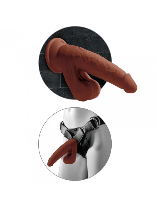 KING COCK - PLUS 3D DILDO SFERE OSCILLANTI 24.5 CM MARRONE