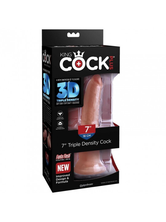 KING COCK - PLUS 3D DILDO TRIPLA DENSIT 18 CM