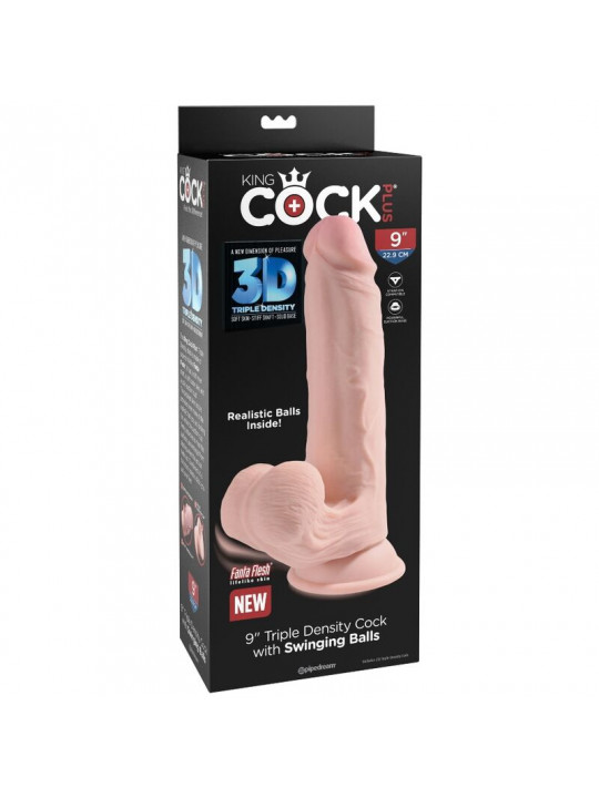 KING COCK - PLUS 3D DILDO SFERE OSCILLANTI 20.3 CM