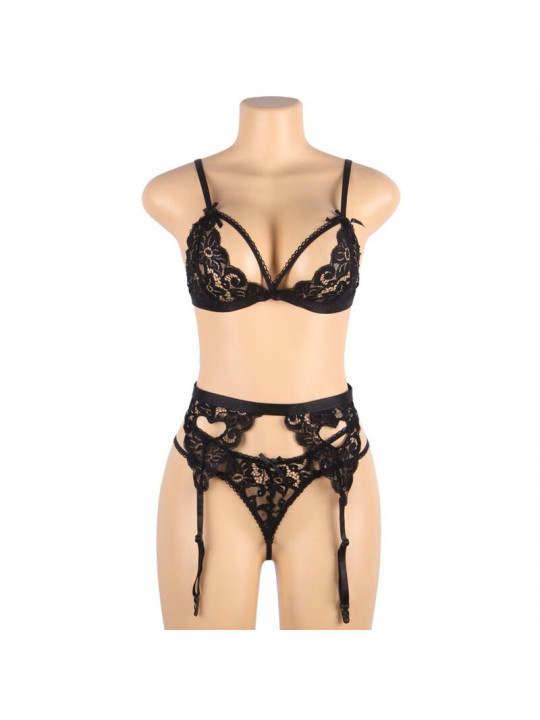 SUBBLIME - SET TRE PEZZI BRA+ REGGICALZE + PERIZOMA L/XL