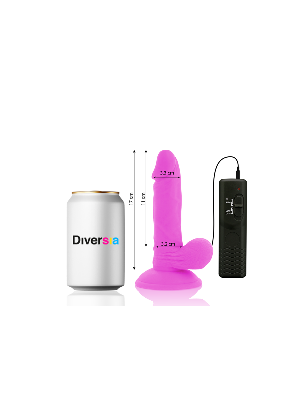 DIVERSIA - DILDO VIBRANTE FLESSIBILE VIOLA 17 CM -O- 3.3 CM