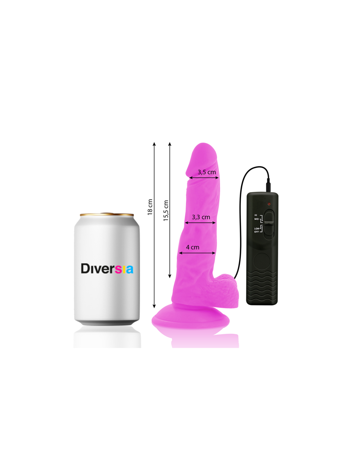 DIVERSIA - DILDO VIBRANTE FLESSIBILE VIOLA 18 CM -O- 4 CM