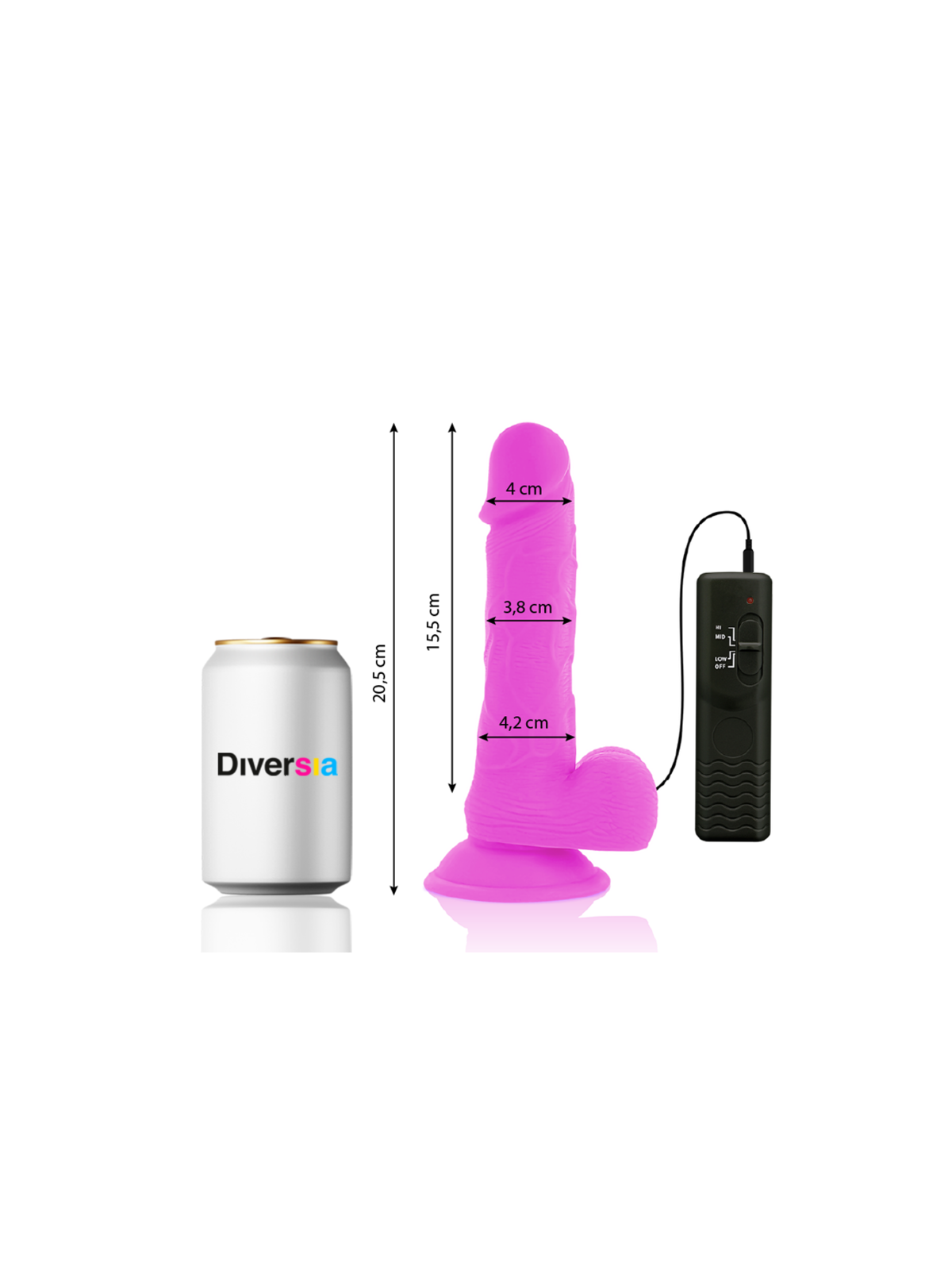 DIVERSIA - DILDO VIBRANTE FLESSIBILE VIOLA 20.5 CM -O- 4.2 CM