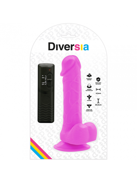 DIVERSIA - DILDO VIBRANTE FLESSIBILE VIOLA 20.5 CM -O- 4.2 CM