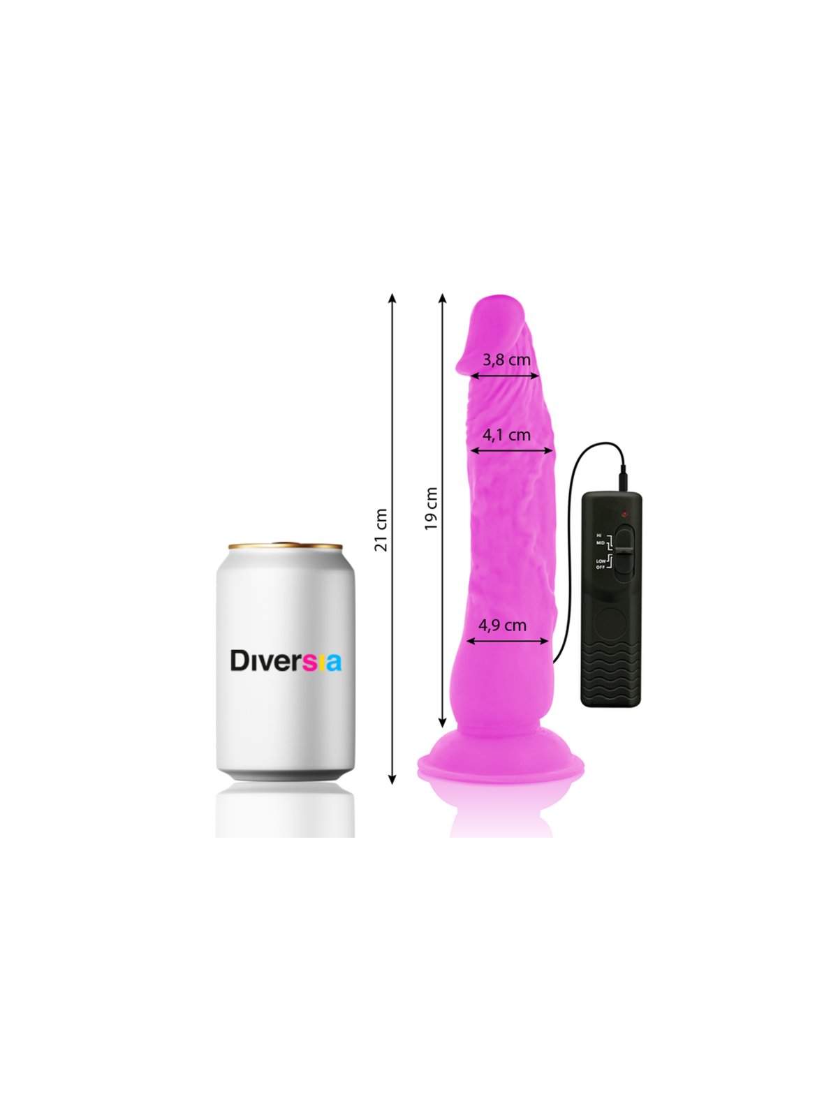 DIVERSIA - DILDO VIBRANTE FLESSIBILE VIOLA 21 CM -O- 4.9 CM