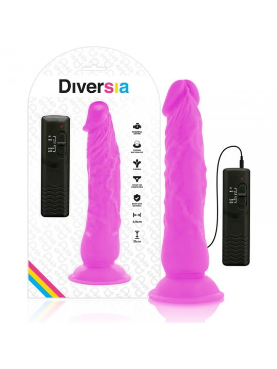 DIVERSIA - DILDO VIBRANTE FLESSIBILE VIOLA 21 CM -O- 4.9 CM