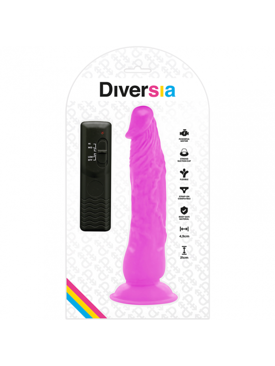 DIVERSIA - DILDO VIBRANTE FLESSIBILE VIOLA 21 CM -O- 4.9 CM