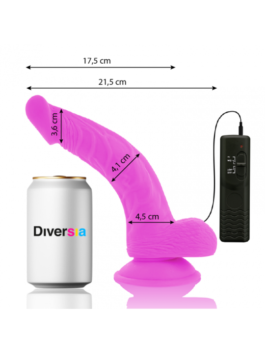 DIVERSIA - DILDO VIBRANTE FLESSIBILE VIOLA 21.5 CM -O- 4.5 CM