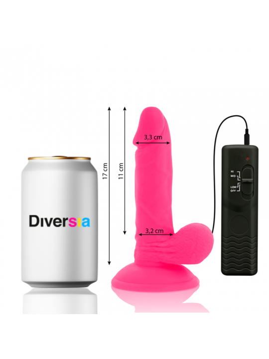 DIVERSIA - DILDO VIBRANTE FLESSIBILE ROSA 17 CM -O- 3.3 CM