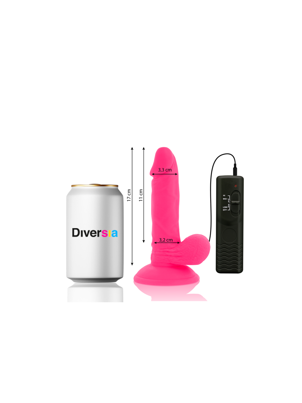 DIVERSIA - DILDO VIBRANTE FLESSIBILE ROSA 17 CM -O- 3.3 CM