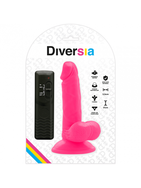 DIVERSIA - DILDO VIBRANTE FLESSIBILE ROSA 17 CM -O- 3.3 CM