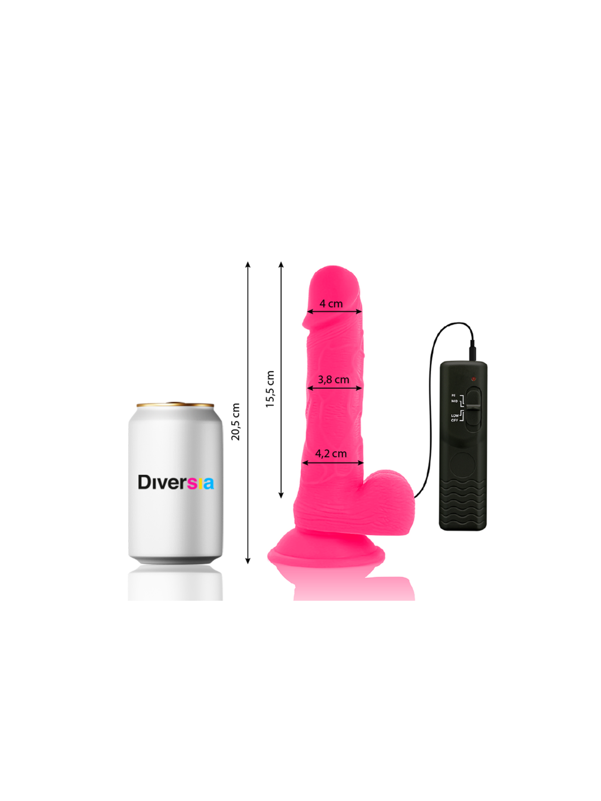 DIVERSIA - DILDO VIBRANTE FLESSIBILE ROSA 20.5 CM -O- 4.2 CM