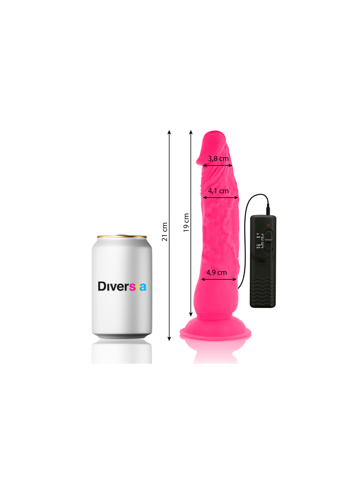 DIVERSIA - DILDO VIBRANTE FLESSIBILE ROSA 21 CM -O- 4.9 CM