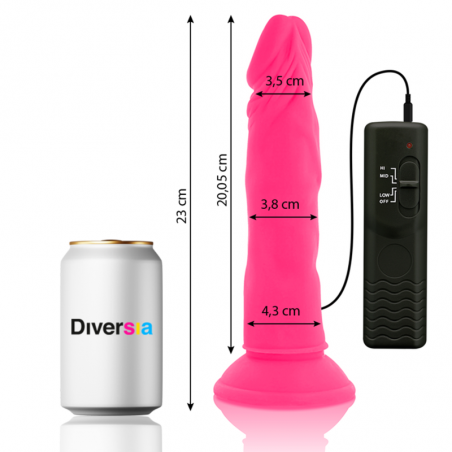 DIVERSIA - DILDO FLESSIBILE CON VIBRAZIONE ROSA 23 CM -O- 4.3 CM