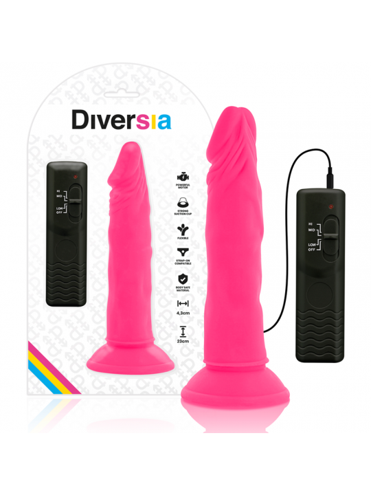 DIVERSIA - DILDO FLESSIBILE CON VIBRAZIONE ROSA 23 CM -O- 4.3 CM