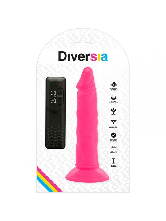 DIVERSIA - DILDO FLESSIBILE CON VIBRAZIONE ROSA 23 CM -O- 4.3 CM