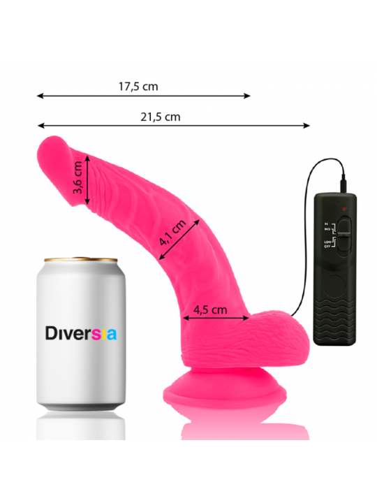 DIVERSIA - DILDO VIBRANTE FLESSIBILE ROSA 21.5 CM -O- 4.5 CM