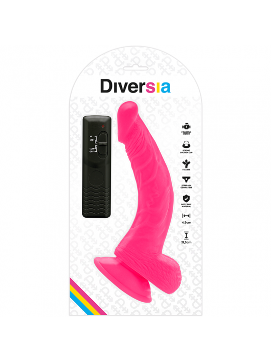 DIVERSIA - DILDO VIBRANTE FLESSIBILE ROSA 21.5 CM -O- 4.5 CM