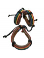 PRIDE - BRACCIALE IN PELLE MARRONE CON BANDIERA LGBT