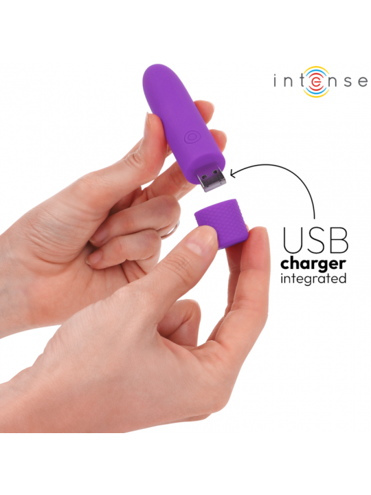 INTENSE - SYMONE BULLET VIBRANTE RICARICABILE USB 8 VIBRAZIONI VIOLA 10 X 2,2 CM