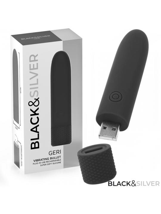 BLACK & SILVER - GERI USB RICARICABILE VIBRANTE BULLET 8 VIBRAZIONI NERO 10 X 2,2 CM