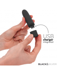 BLACK & SILVER - GERI USB RICARICABILE VIBRANTE BULLET 8 VIBRAZIONI NERO 10 X 2,2 CM