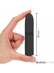 BLACK & SILVER - GERI USB RICARICABILE VIBRANTE BULLET 8 VIBRAZIONI NERO 10 X 2,2 CM