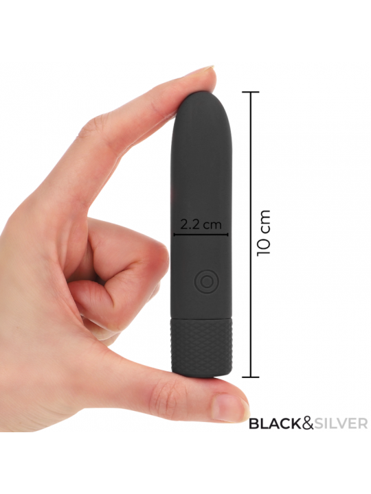 BLACK & SILVER - GERI USB RICARICABILE VIBRANTE BULLET 8 VIBRAZIONI NERO 10 X 2,2 CM