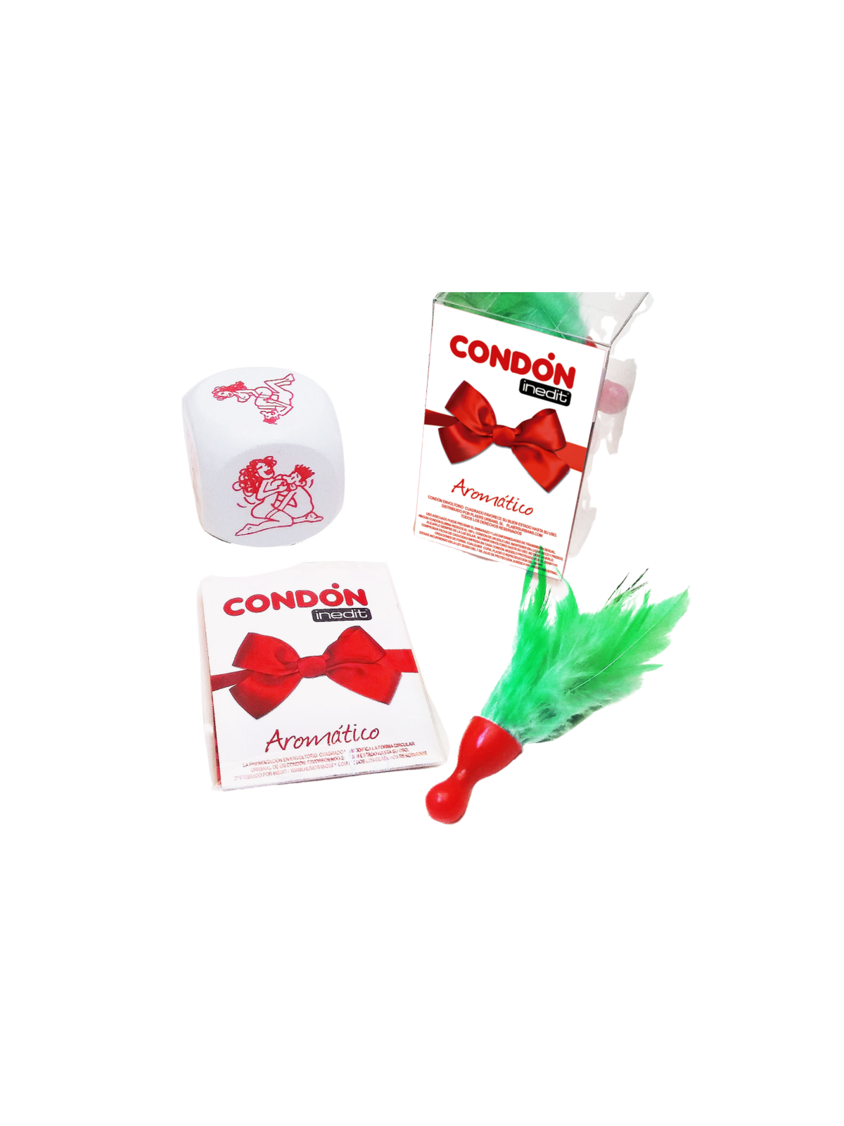 INEDIT - CONFEZIONE REGALO FIOCCO (DICE + PRESERVATIVO + PENNA)