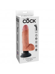 KING COCK - DILDO VIBRATORE CON TESTICOLI 17.78 CM NATURALE