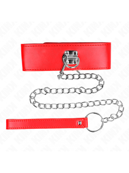 KINK - COLLANA CON CINTURA 65 CM CON LARGO CINTURINO ROSSO REGOLABILE 33,5-41 CM X 5 CM