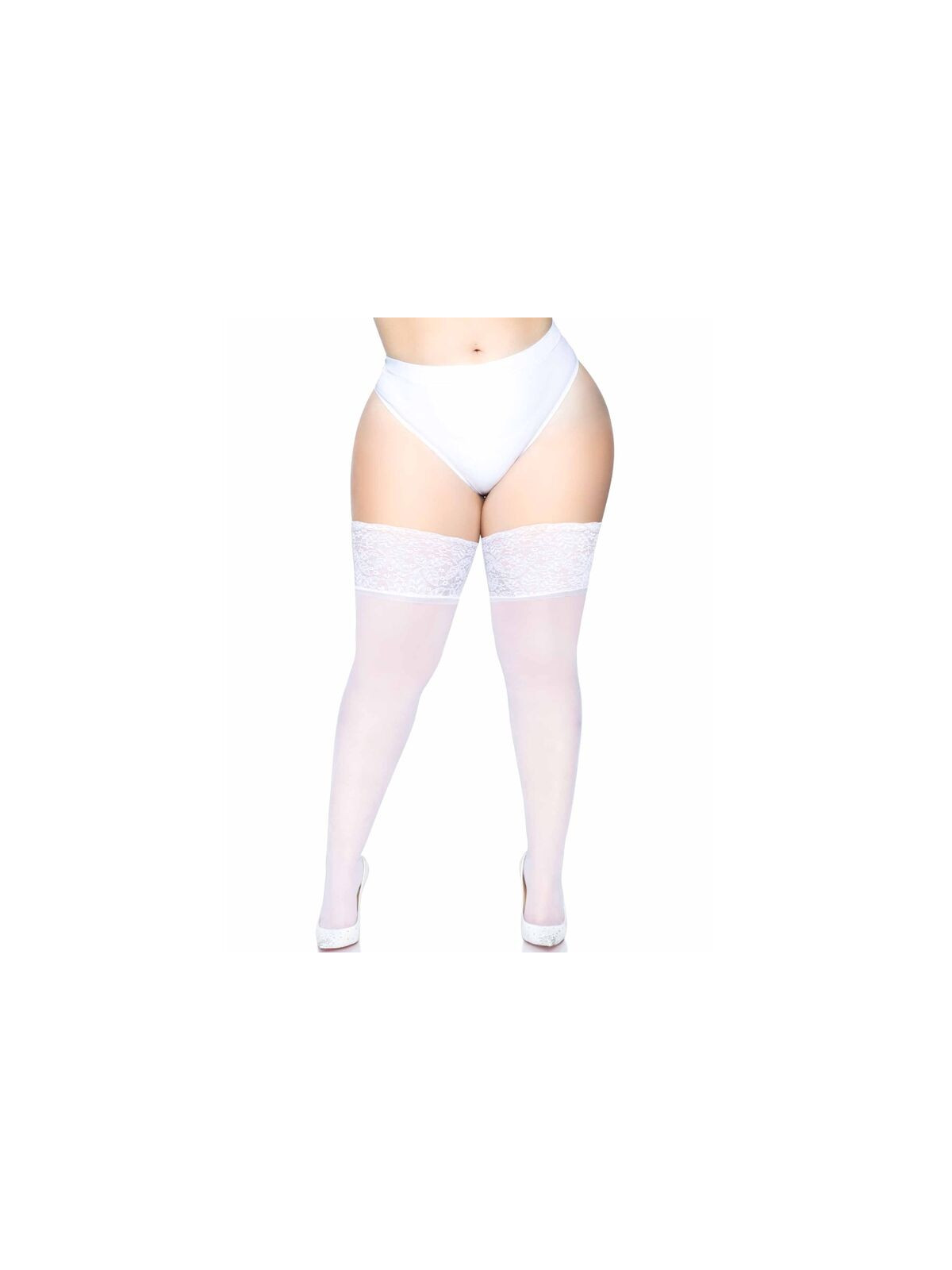 LEG AVENUE - AUTOREGGENTE TAGLIA PLUS BIANCO TRASPARENTE