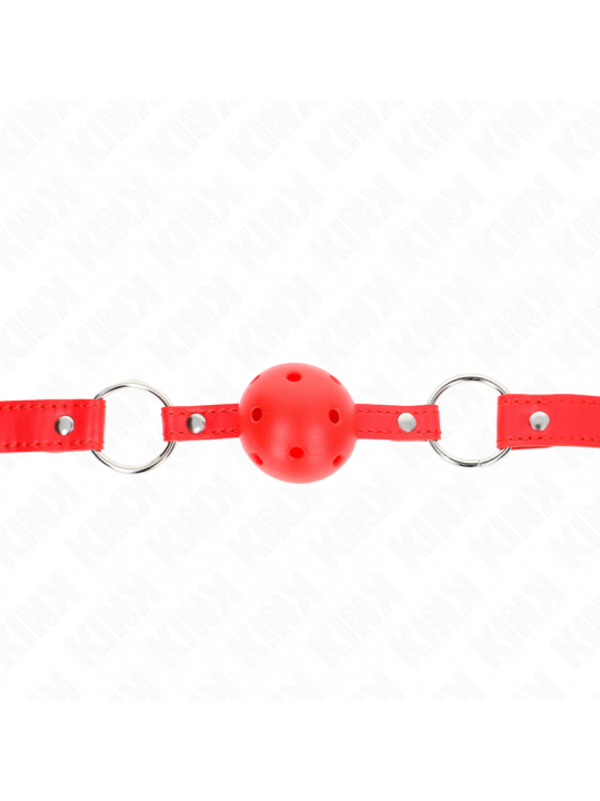 KINK - BAVAGLIO SFERA TRASPIRANTE 4 CM CON DOPPIO RIVETTO MODELLO 1 ROSSO 62,5 x 2,5 CM REGOLABILE 42-58 CM