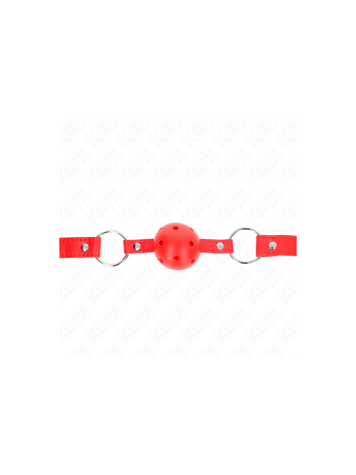 KINK - BAVAGLIO SFERA TRASPIRANTE 4 CM CON DOPPIO RIVETTO MODELLO 1 ROSSO 62,5 x 2,5 CM REGOLABILE 42-58 CM