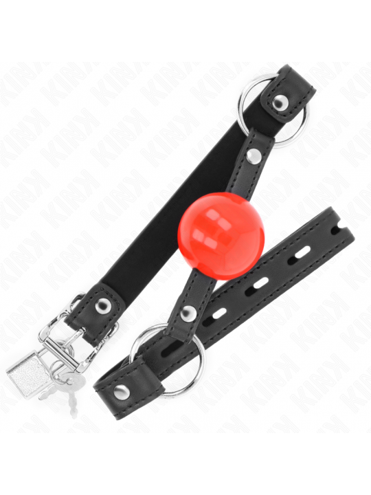 KINK - BALL 4 CM GAG CON SERRATURA SFERA ROSSA CINTURINO NERO 60 x 2 CM