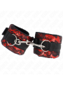 KINK - POLSO CORTO IN PIZZO DI VELLUTO E FASCIA IN NYLON ROSSO / NERO 23 X 6,5 CM