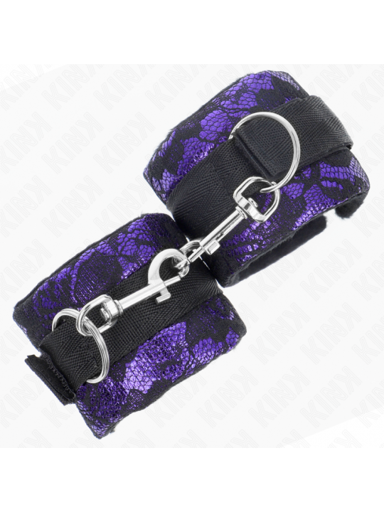 KINK - RESISTENZA DA POLSO CORTA IN PIZZO DI VELLUTO E FASCIA IN NYLON VIOLA/NERO 23 X 6,5 CM