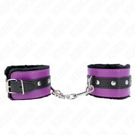 KINK - POGGIPOLSI PREMIUM FODERATI IN PELLICCIA NERI CON CINTURA VIOLA/NERA REGOLABILE 17-29 CM X 6 CM