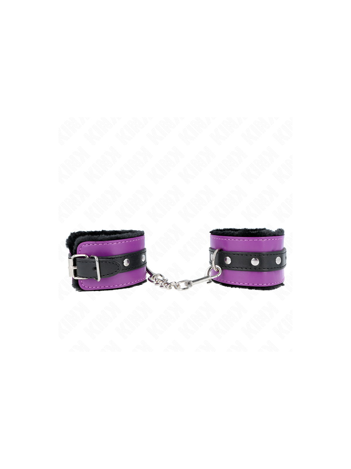 KINK - POGGIPOLSI PREMIUM FODERATI IN PELLICCIA NERI CON CINTURA VIOLA/NERA REGOLABILE 17-29 CM X 6 CM