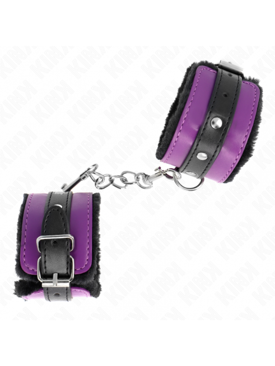 KINK - POGGIPOLSI PREMIUM FODERATI IN PELLICCIA NERI CON CINTURA VIOLA/NERA REGOLABILE 17-29 CM X 6 CM