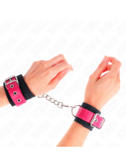 KINK - RESISTENZA DA POLSO IN NYLON NERO CON CINTURA IN SIMILPELLE ROSA LAMPONE REGOLABILE 19-29 CM X 5,1 CM