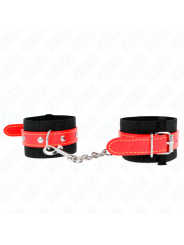 KINK - RESISTENZA DA POLSO IN NYLON NERO CON SIMILPELLE ROSSO REGOLABILE 19-24 CM X 5,5 CM