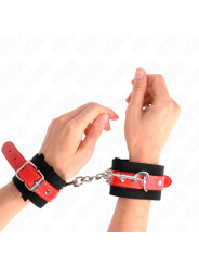 KINK - RESISTENZA DA POLSO IN NYLON NERO CON SIMILPELLE ROSSO REGOLABILE 19-24 CM X 5,5 CM