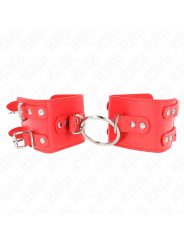 KINK - POLSO FISSO CON ANELLO E BORCHIE REGOLABILE ROSSO 17-22 CM X 6,5 CM