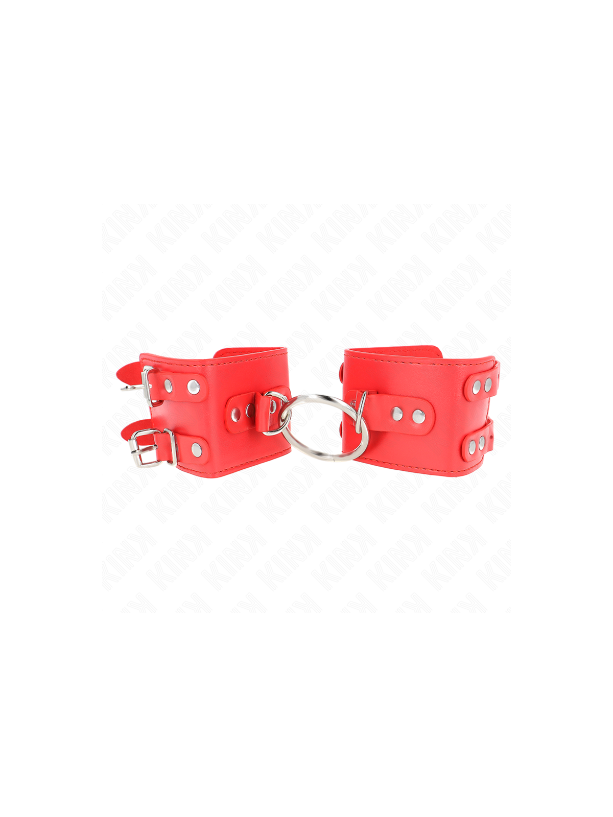 KINK - POLSO FISSO CON ANELLO E BORCHIE REGOLABILE ROSSO 17-22 CM X 6,5 CM