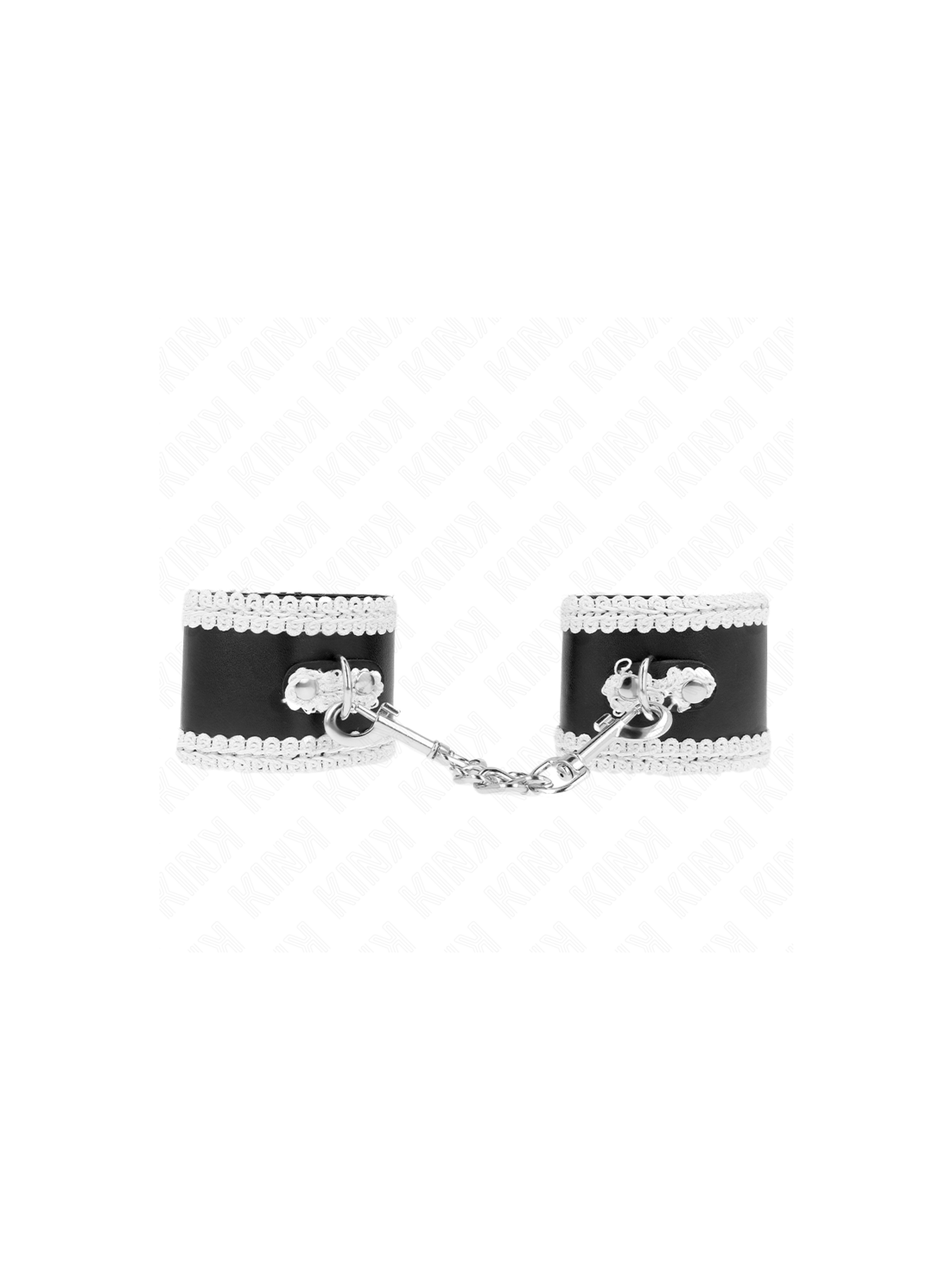 KINK - POLSO NERO CON PIZZO DECORATO BIANCO REGOLABILE 20-23 CM X 5,5 CM