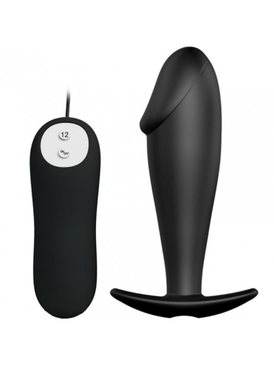 PRETTY LOVE - PLUG ANALE IN SILICONE FORMA DEL PENE E 12 MODALIT DI VIBRAZIONE NERO