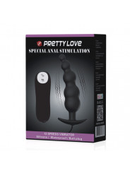 PRETTY LOVE - PLUG ANALE IN SILICONE EXTRA STIMOLAZIONE E 12 MODALIT DI VIBRAZIONE NERO