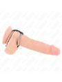 KINK - DOPPIO ANELLO PER PENE IN METALLO DA 3,8 CM A 5 CM COLLEGATO CON PELLE