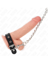 KINK - ANELLO PER PENE IN PELLE CON CINGHIA 21,5 X 2 CM E CATENA IN METALLO 60 CM